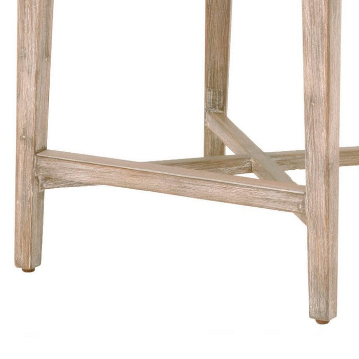 Interwoven Rope Counter Stool with Stretcher and Cross Support, Light Gray