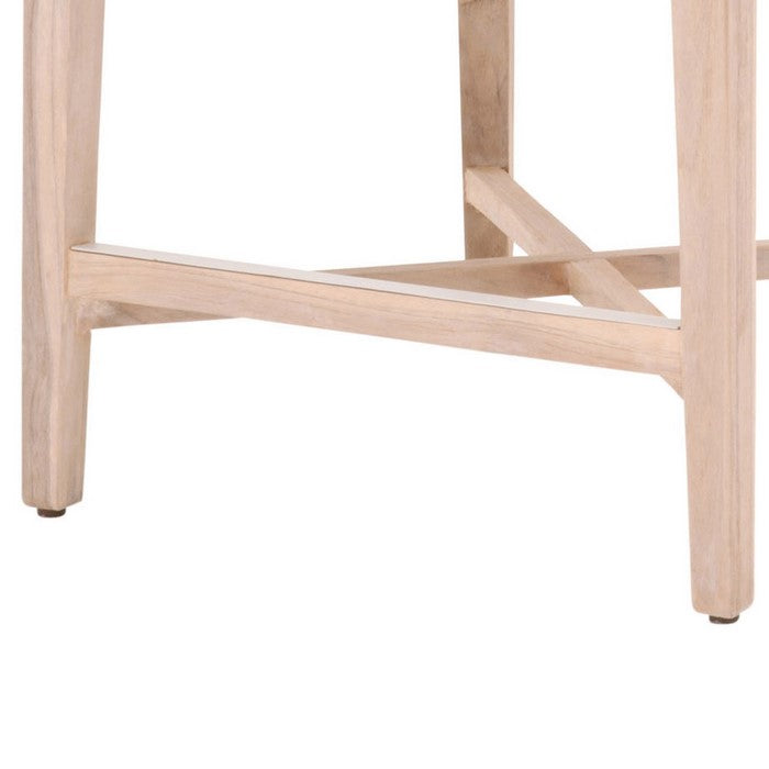 Interwoven Rope Counter Stool with Flared Legs and Cross Support, Dark Gray
