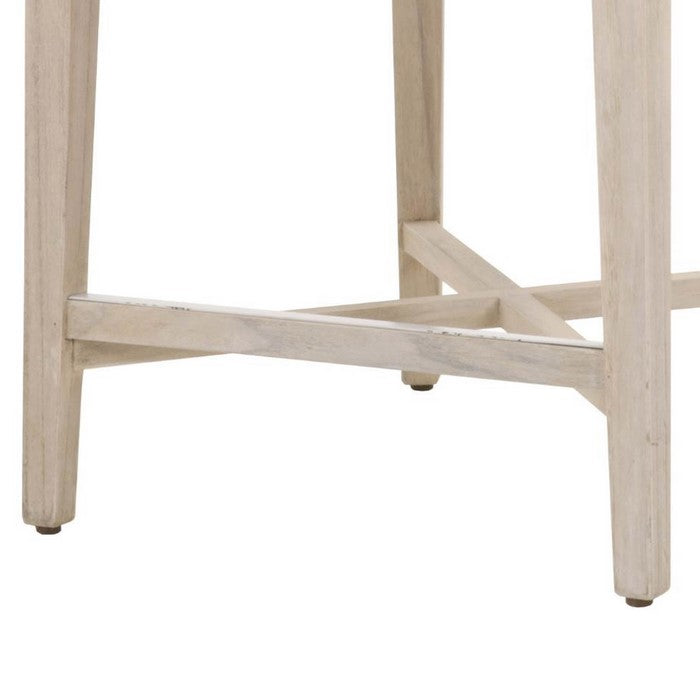 Interwoven Rope Counter Stool with Flared Legs and Cross Support, Gray