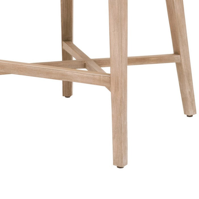 Interwoven Rope Barstool with Flared Legs and Cross Support, Dark Gray