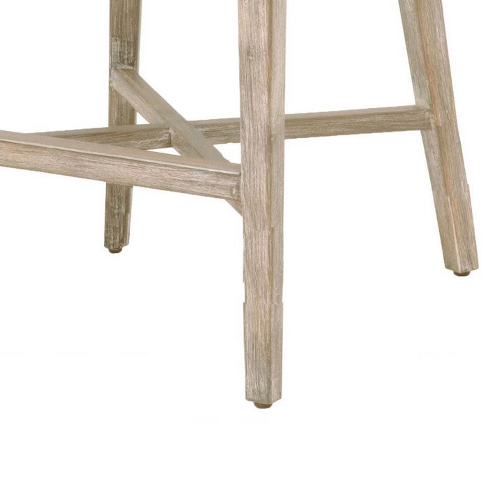 Interwoven Rope Barstool with Flared Legs and Cross Support, Gray