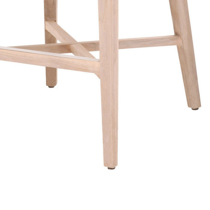 Interwoven Rope Barstool with Stretcher and Cross Support, Dark Gray
