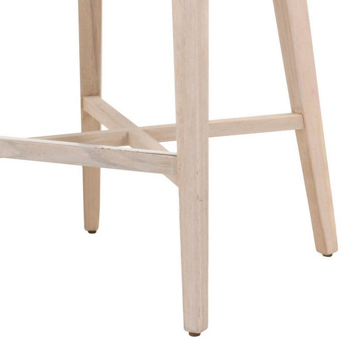 Interwoven Rope Barstool with Stretcher and Cross Support, Light Gray