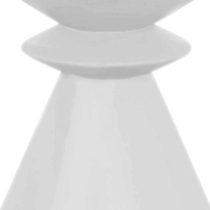 Industrial Style Pawn Shape Concrete Accent Table, White