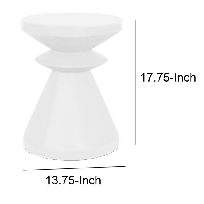 Industrial Style Pawn Shape Concrete Accent Table, White