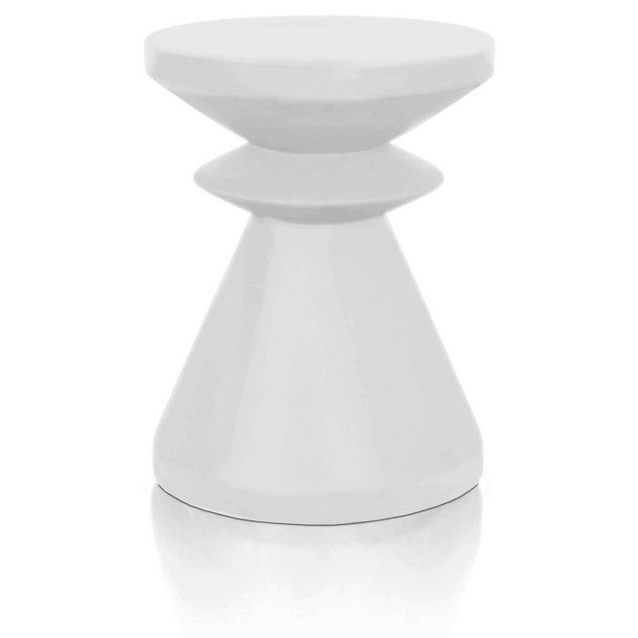 Industrial Style Pawn Shape Concrete Accent Table, White