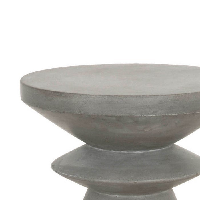Industrial Style Pawn Shape Concrete Accent Table, Gray