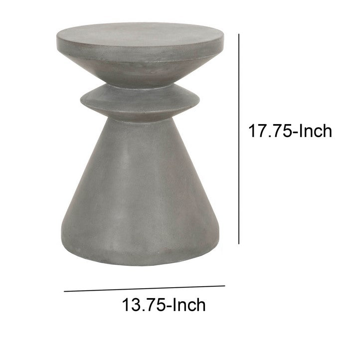 Industrial Style Pawn Shape Concrete Accent Table, Gray