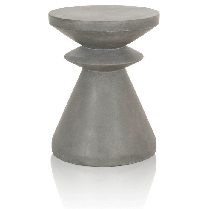 Industrial Style Pawn Shape Concrete Accent Table, Gray