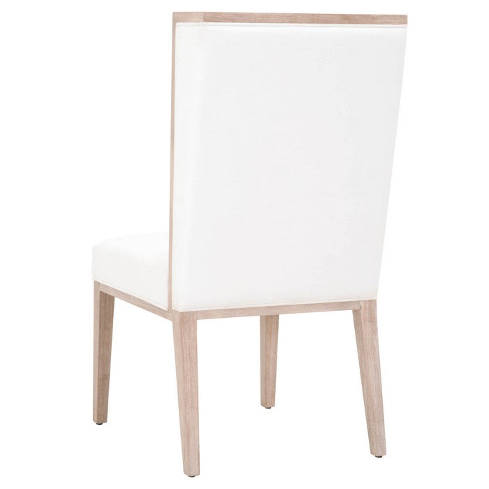 Wingback Armless Chair with Wooden Legs, Set of 2, White and Brown