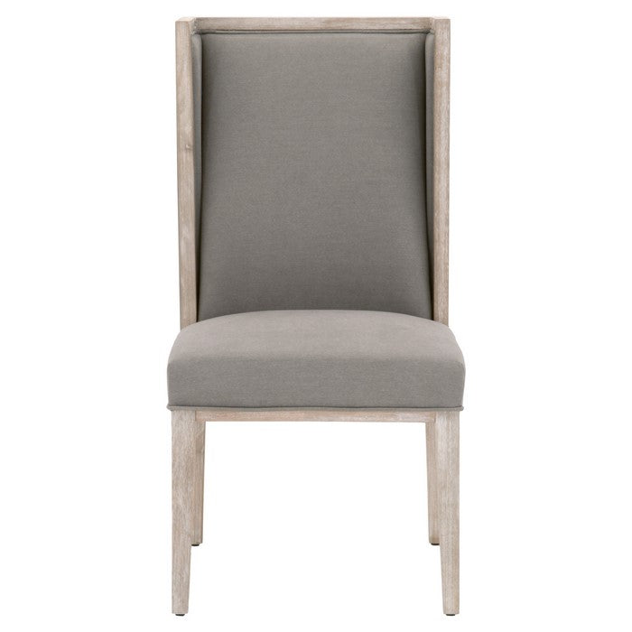 Wingback Armless Chair with Wooden Legs, Set of 2, Gray and Brown