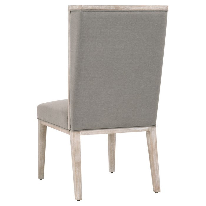 Wingback Armless Chair with Wooden Legs, Set of 2, Gray and Brown