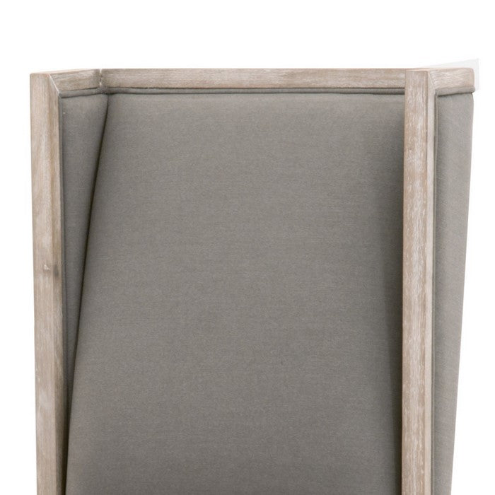 Wingback Armless Chair with Wooden Legs, Set of 2, Gray and Brown