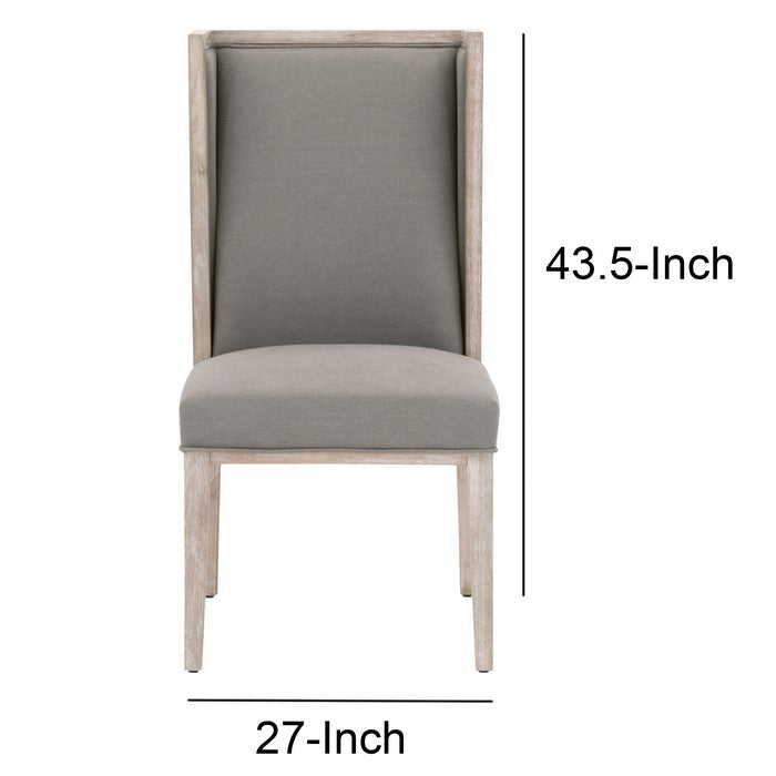 Wingback Armless Chair with Wooden Legs, Set of 2, Gray and Brown
