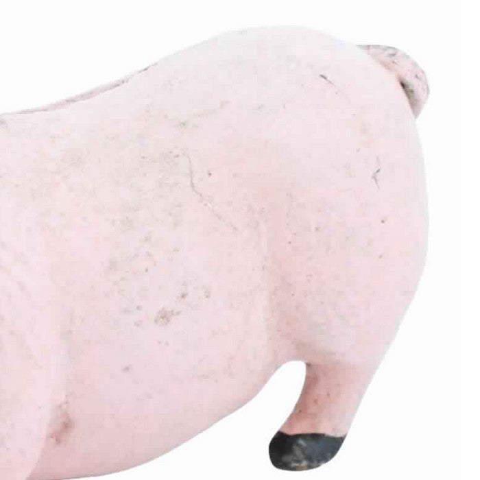 Metal Frame Pig Figurine with Realistic Details, Pink