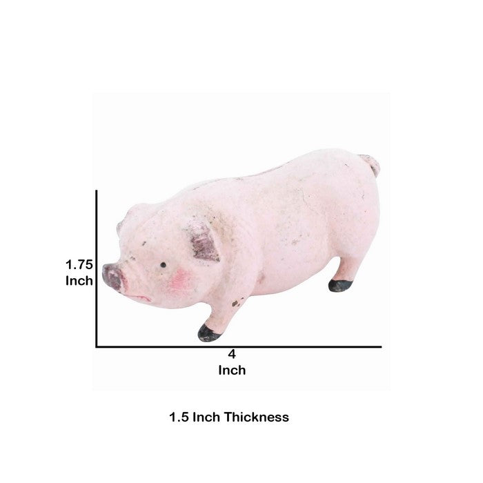 Metal Frame Pig Figurine with Realistic Details, Pink