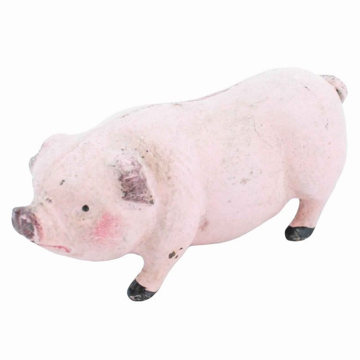 Metal Frame Pig Figurine with Realistic Details, Pink