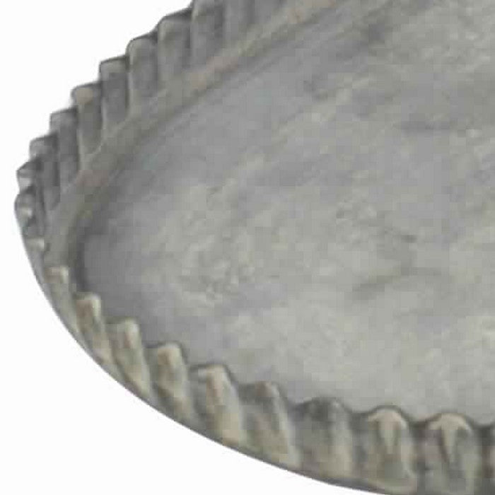 Metal Frame Oval Tray with Crimped Edges, Medium, Gray
