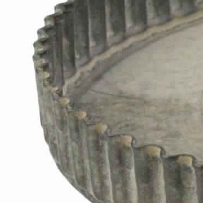 Round Metal Frame Tray with Crimped Edges, Gray