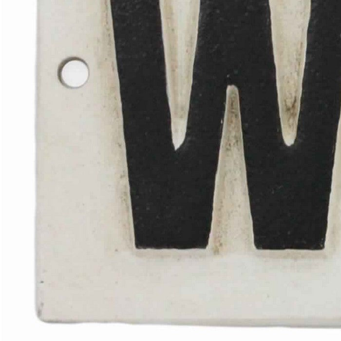 Metal Frame Wall Sign with WC Typography, Black and White