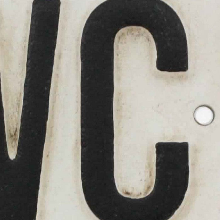 Metal Frame Wall Sign with WC Typography, Black and White