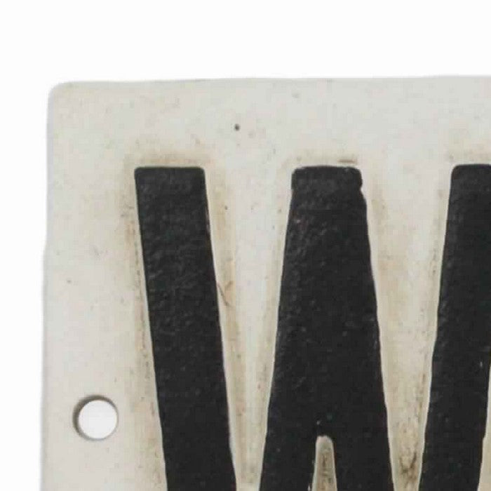 Metal Frame Wall Sign with WC Typography, Black and White