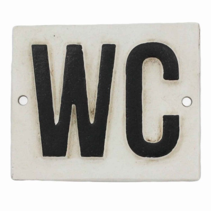 Metal Frame Wall Sign with WC Typography, Black and White