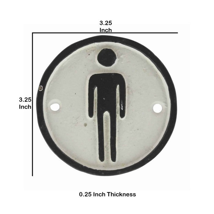 Metal Men Restroom Wall Sign, Black and White
