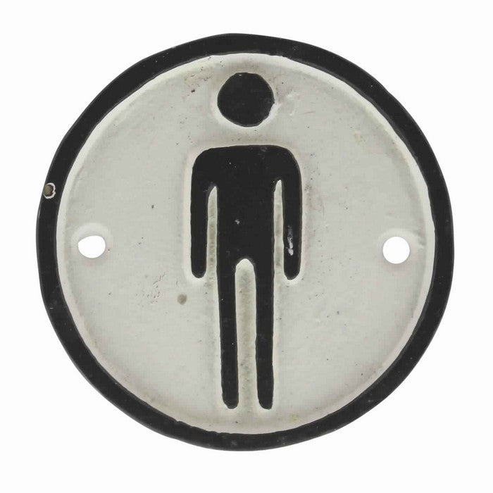 Metal Men Restroom Wall Sign, Black and White