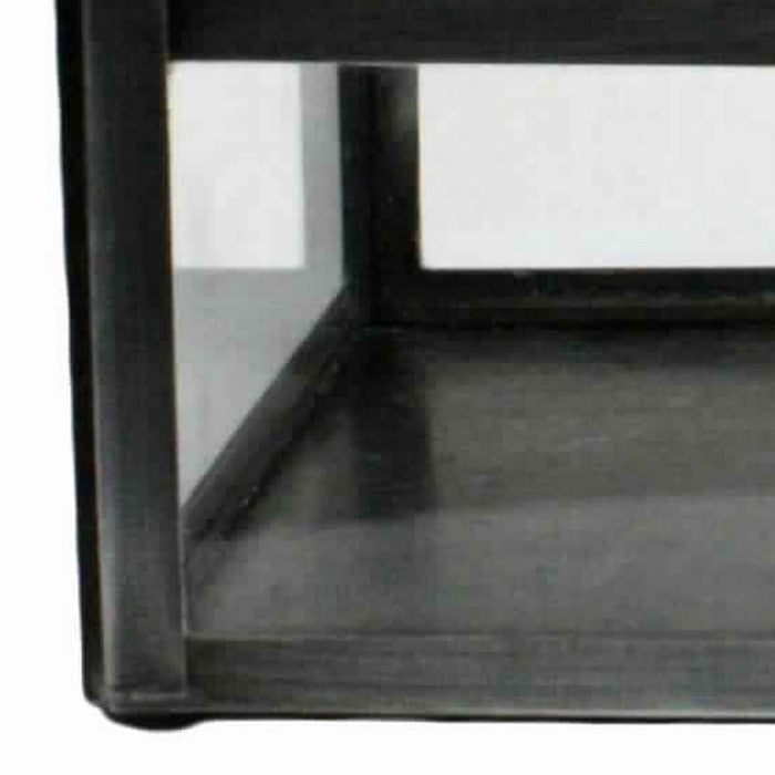 Rectangular Metal and Glass Display Case with Handle, Black