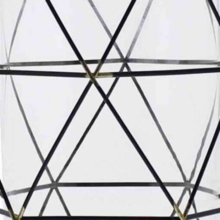 Glass Hurricane Candle Holder with Metal Wire Frame, Black