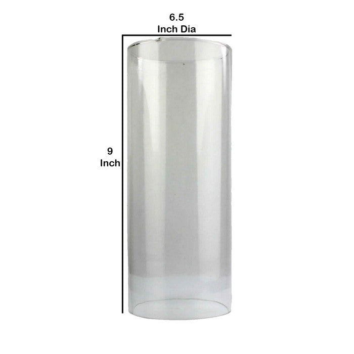Cylindrical Shape Open Glass Hurricane, Medium, Clear