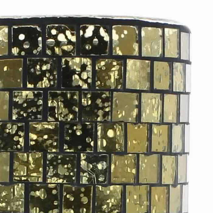 Contemporary Glass Hurricane with Mosaic Design, Large, Gold