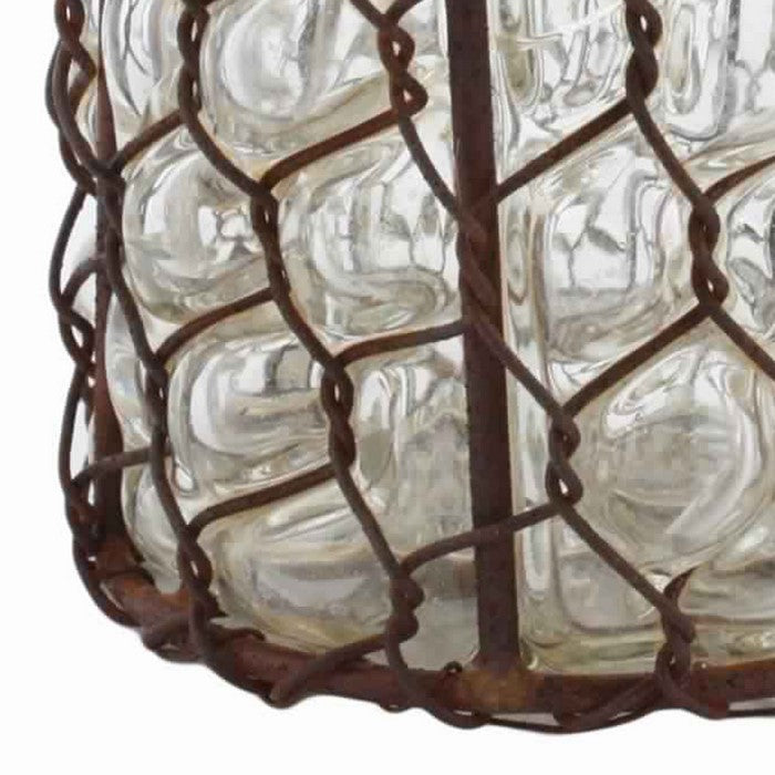 Glass Vase with Twisted Wire Frame, Small, Rustic Brown
