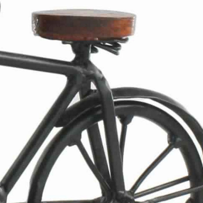 Wood and Metal Bicycle Figurine, Brown and Black