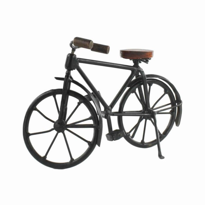 Wood and Metal Bicycle Figurine, Brown and Black
