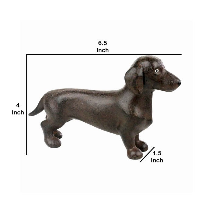 Metal Frame Dachshund Dog Figurine, Brown