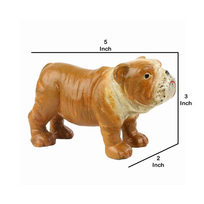 Metal Frame Bulldog Figurine, Brown and White