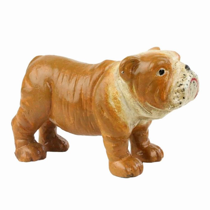 Metal Frame Bulldog Figurine, Brown and White