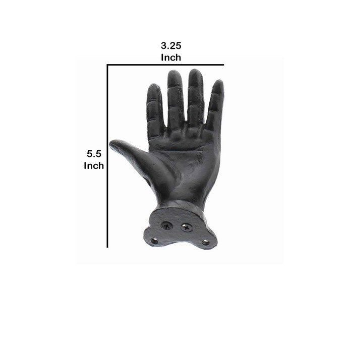 Metal Wall Decor Depicting Left Side Open Hand, Black