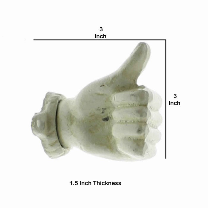 Metal Thumbs Up Wall Mounting Hand, Antique White