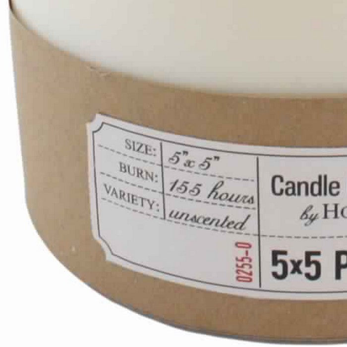 5 Inches Wax Pillar Candle, White and Brown