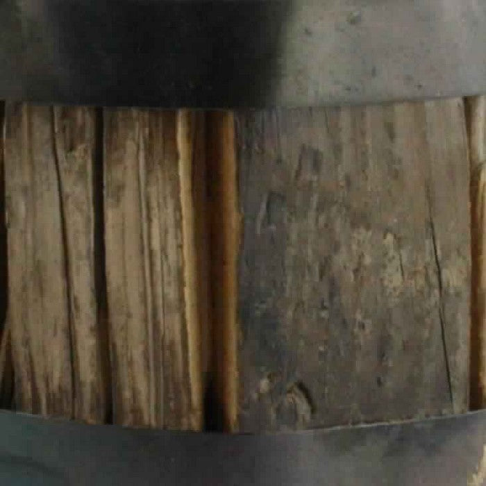 Reclaimed Wood Bundle with Metal Band, Brown and Black