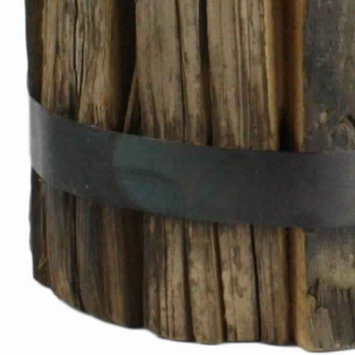 Reclaimed Wood Bundle with Metal Band, Brown and Black