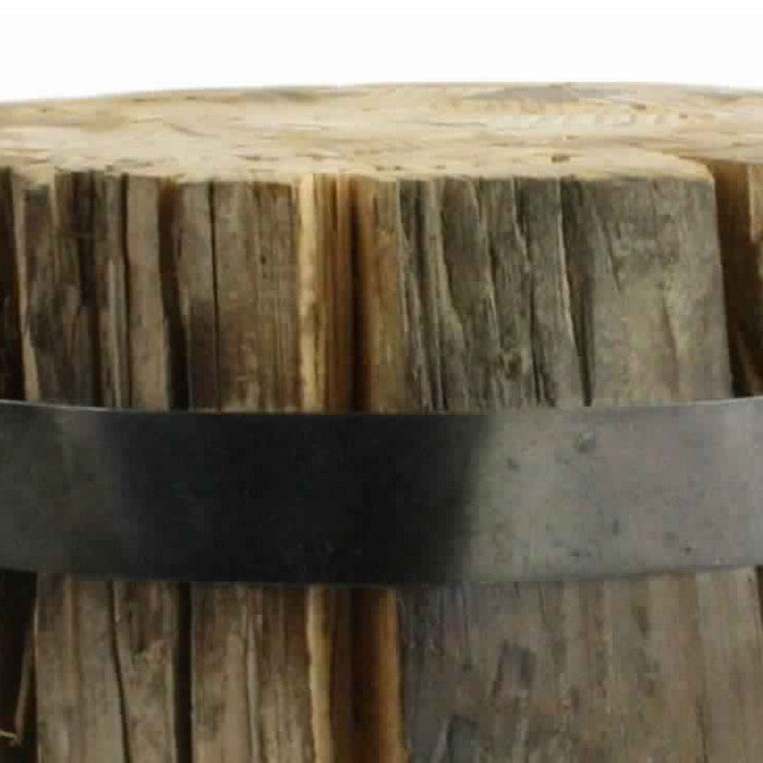 Reclaimed Wood Bundle with Metal Band, Brown and Black