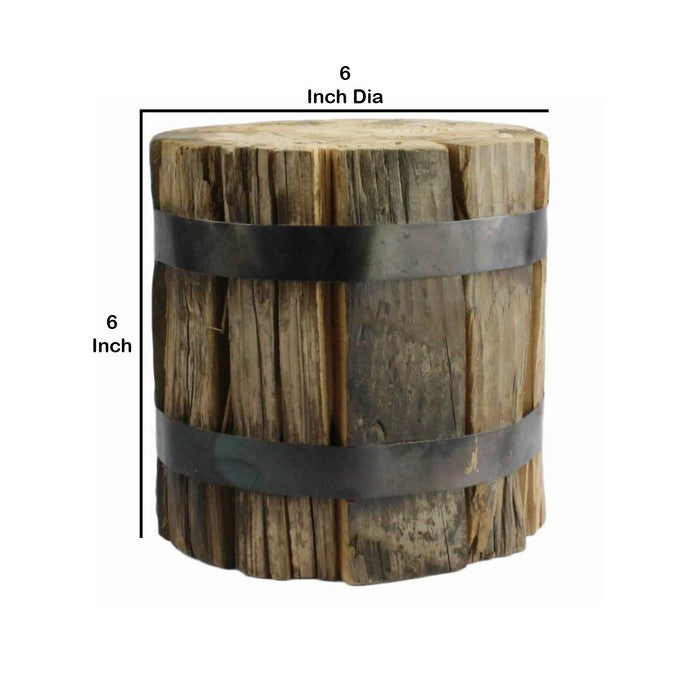 Reclaimed Wood Bundle with Metal Band, Brown and Black