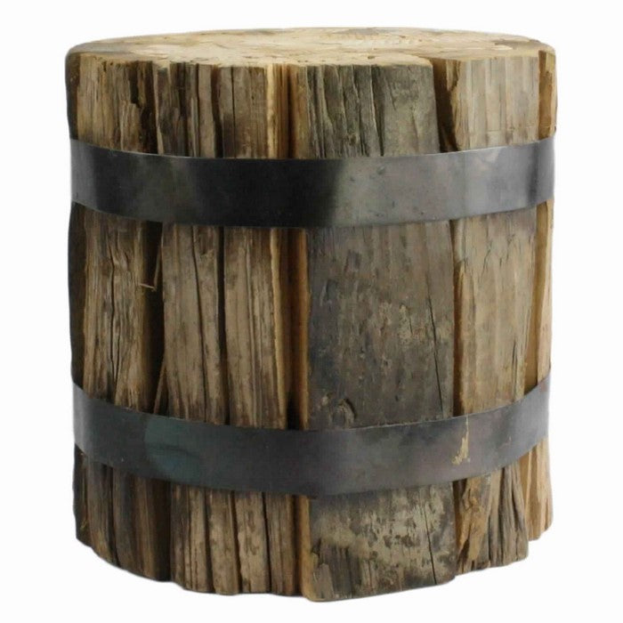 Reclaimed Wood Bundle with Metal Band, Brown and Black