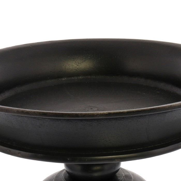Metal Pedestal Bowl with Raised Top, Black