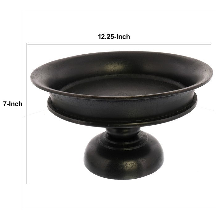 Metal Pedestal Bowl with Raised Top, Black