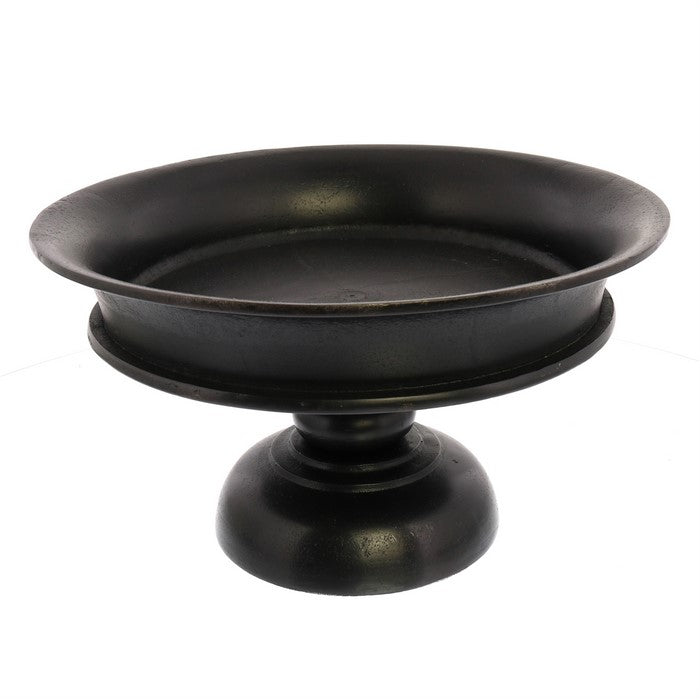 Metal Pedestal Bowl with Raised Top, Black